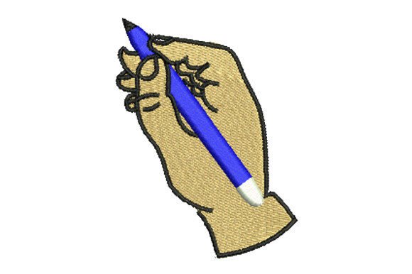 Hand Holding a Pencil: A Thoughtful Embroidery Design for Creative Gifting